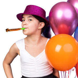 Happy Easter greetings Little girl holding basket with Easter eggs